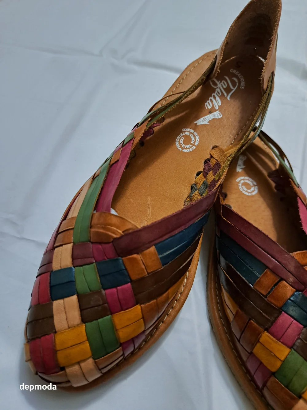 New Without Box Mexican Handwoven Multicolor Leather Flats Huarache Size 8